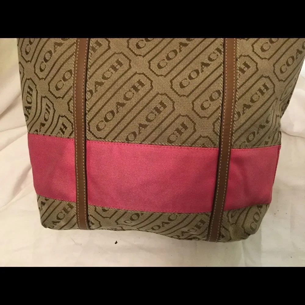 Coach Signature Stripe Handbag Tote Bag F12252 - Picture 8 of 10